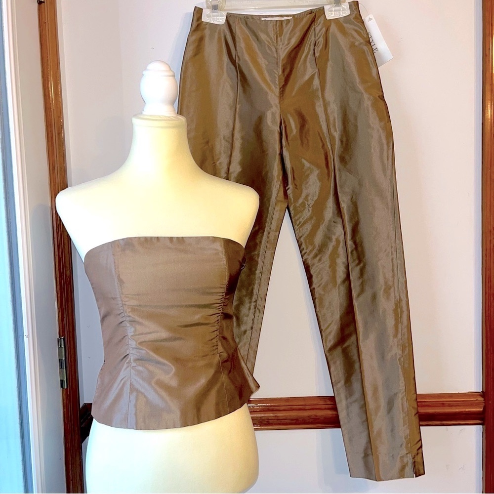 2pc Ankle Pants & Strapless Corset Top Set